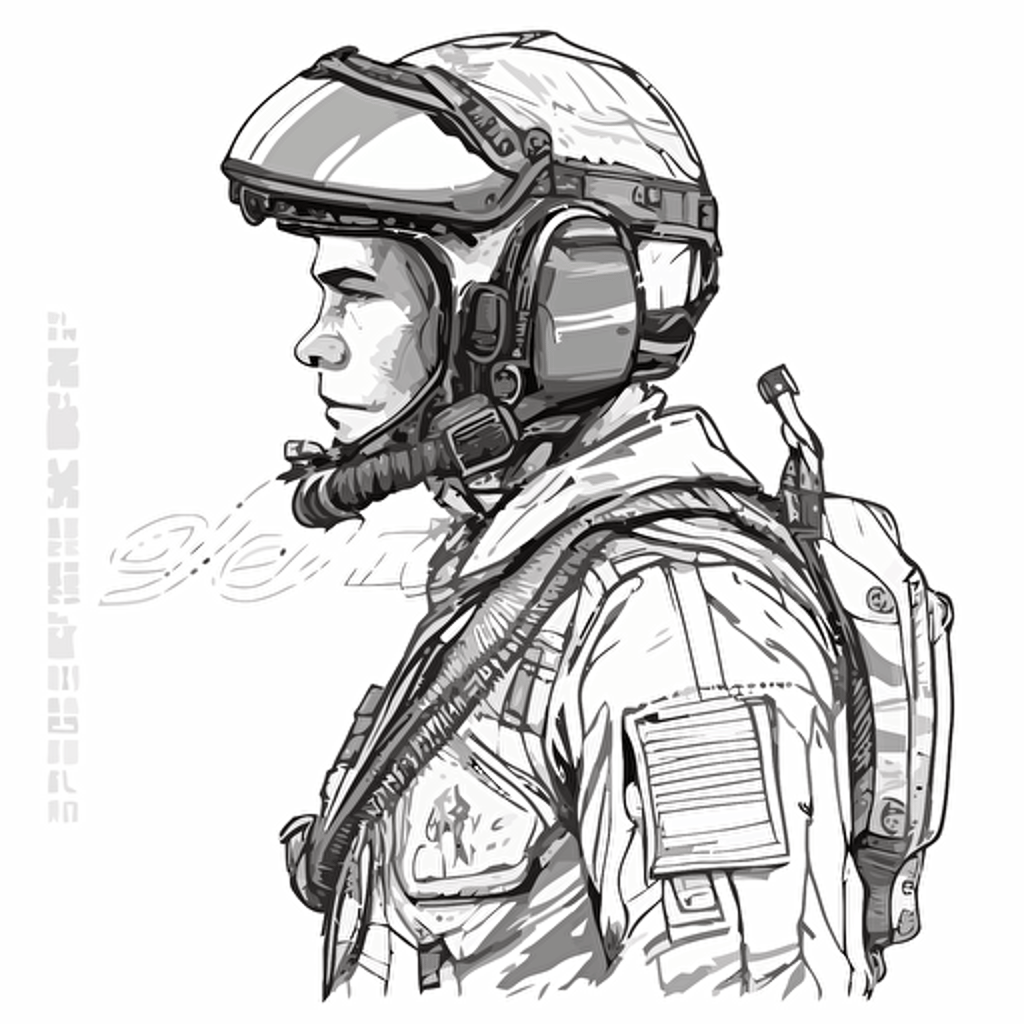 loadmaster with flightsuit and pilot helmet coloring page , vector patch