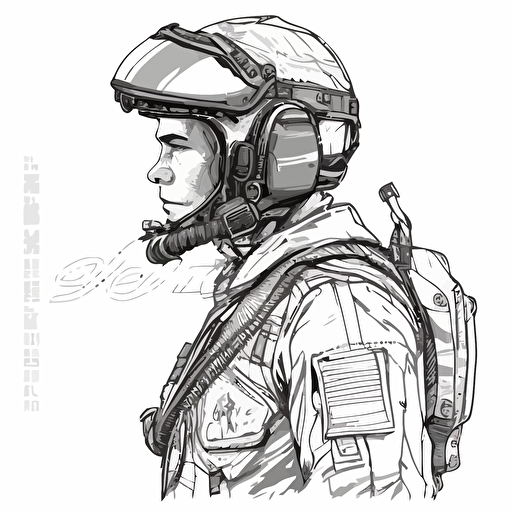 loadmaster with flightsuit and pilot helmet coloring page , vector patch