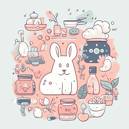 medicine illustrations with pills, pastel colors, studio ghibli, flat vector illustration