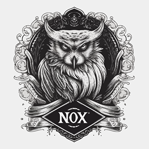 iconic retro logo with text "NOX", black vector, white background