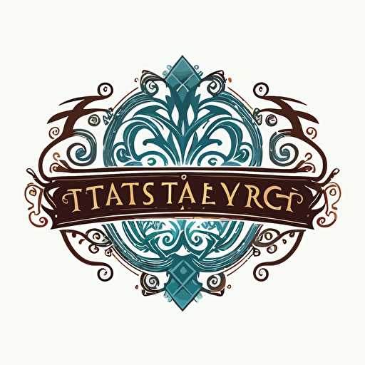 logo for a fantasy table top games shop, vector, plain white background, art noveau