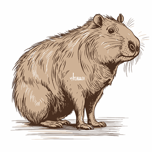 a cute cartoon style capybara, hand drawn, highly detailed, vector artwork, contoured with white background