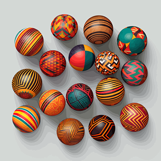 assorted group of colored wooden balls, african style, pop art, flat art, vector art