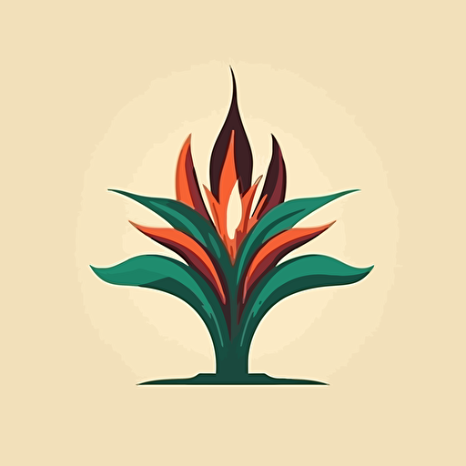 logo of a blooming yucca plant on fire, flat, vector