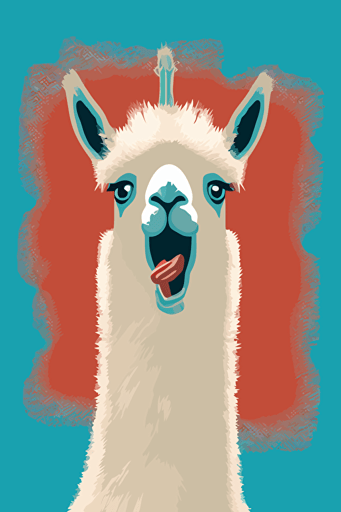 a silly lama sticking out its tongue, minimalistic, vector art,