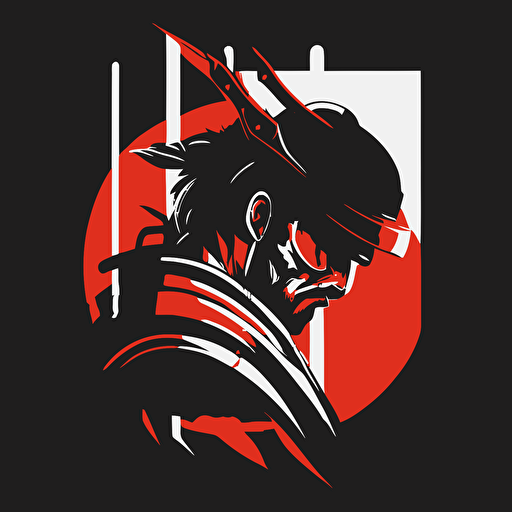 a minimalist vector logo for a samurai-themed sports team