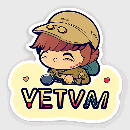 sticker, text that say Veteran. , kawaii, contour, vector, white background s 1000