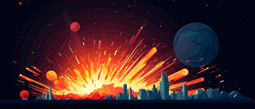vector space stylistic, comets, sun, cool lighting