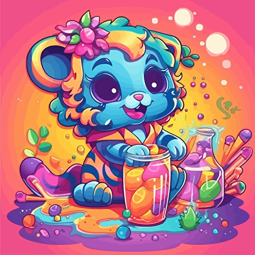 vaccinated baby lisa frank vector illustration