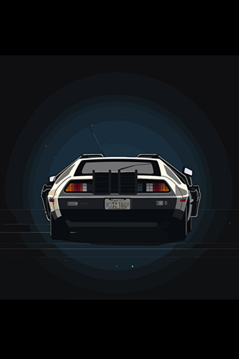 minimalist poster of a de lorean car, vector,
