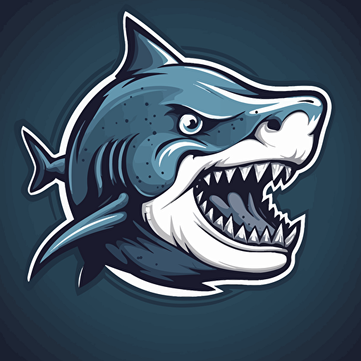 a vector sports logo of a great white shark body with a wolf head