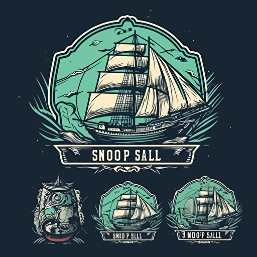 Set sail, unstoppable logo design number 4 designed as a sailing ship, vector 2d