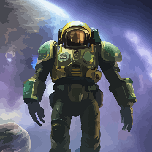 octopus wearing spacemarine armor outer space spacecraft nebula octane render 3d unreal engine highly detailed 4k 8k