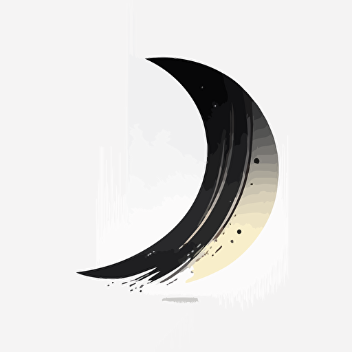 half moon logo, digital art, clean, minimalist, abstract mark, vector logo, white background