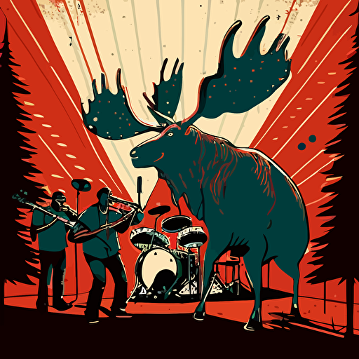 vector art moose fronting a funk band