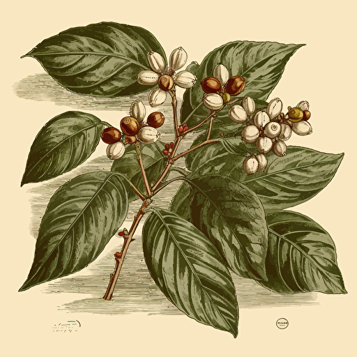 Vector illustration of a Coffee plant botanical plant