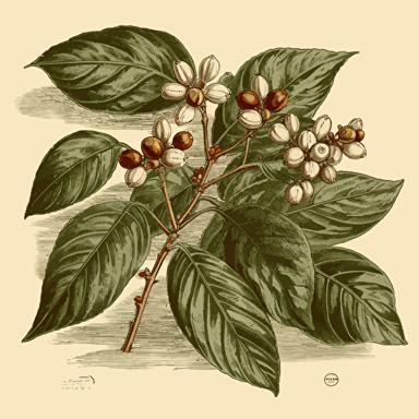 Vector illustration of a Coffee plant botanical plant