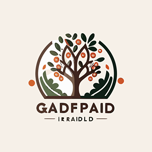 logo design, orchard, modern, simple vector, flat 2d, white background