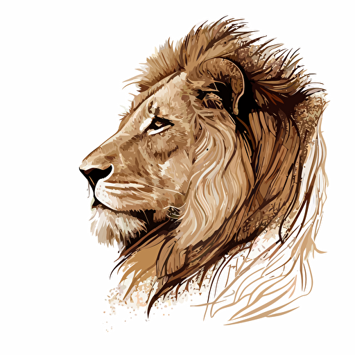 a lion facing left, vector image, white background
