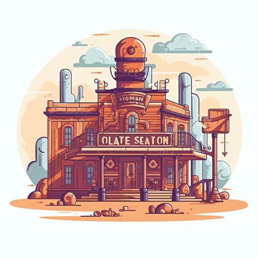 flat vector illustration of old west style sign