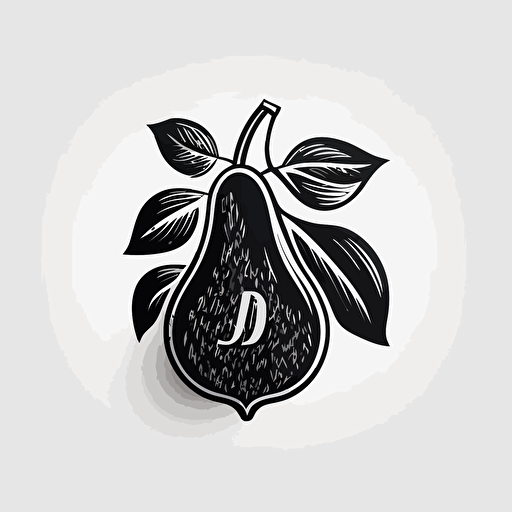 iconic logo of pearmock which is a pear fruit. black and white. pearmock is an online platform for consulting and product management mock interviews. design a minimalistic logo. black vector, on white background v5