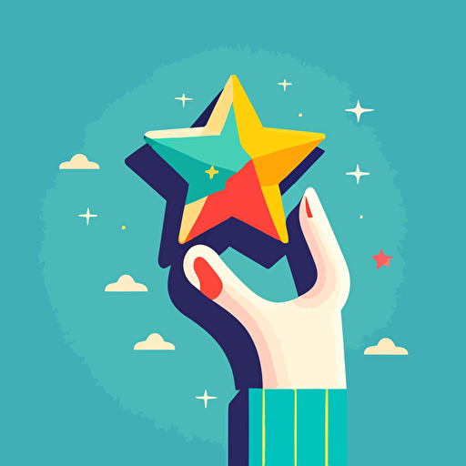 a picture of a hand holding stars flat vector design