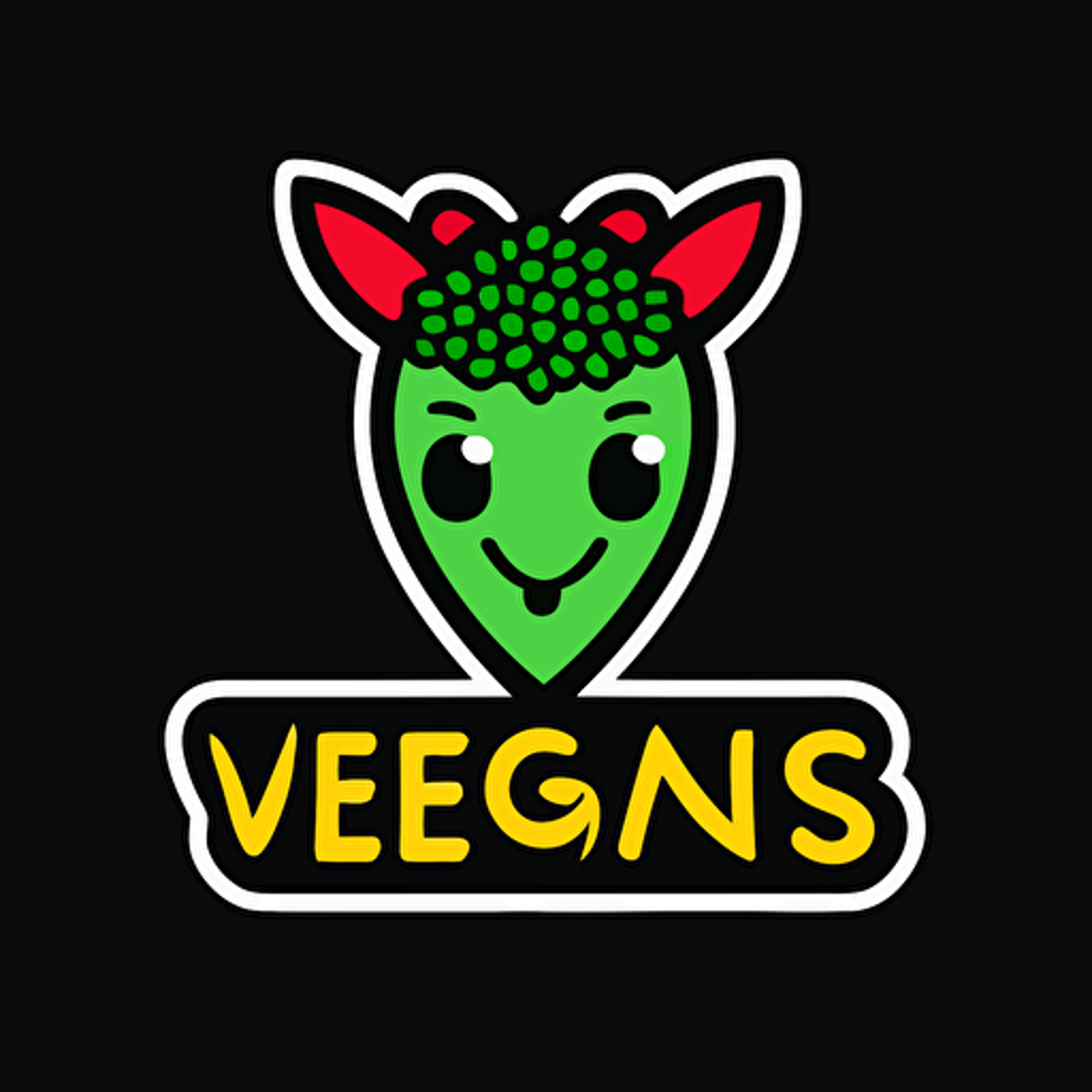 a mascot logo of vegans, simple, vector