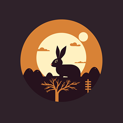 circular vectorial modern minimalism contemporary logo rabbit moon chinese festival food restaurant bi-chromatic warm colors