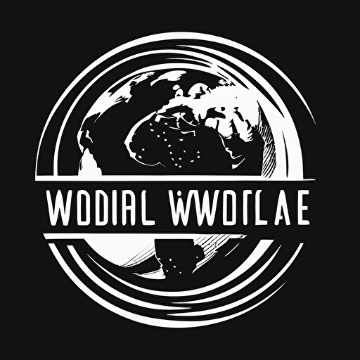 white movie company logo with globe black background vector file