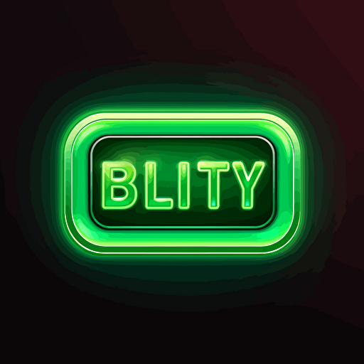 2d vector game button, with text "BUY" on it. Wide rectangle shape. Glowing green. Very stylized, high detail