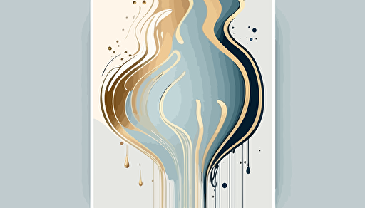 dusty blue and beige abstract water art, Minimalist, vector, contour