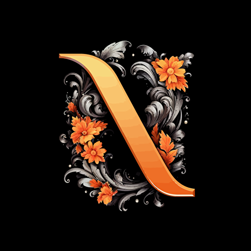 create a elegant vont looking vector image of the letter uppercase N with a bunch of accents around the letter make it simple but complex at the same time with only the color black as the letter and a white background