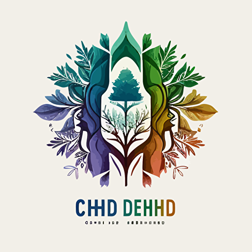 Design a logo for an online CBD store that captures the essence of nature and tranquility. The logo should feature a modern and clean design, incorporating natural elements such as leaves or flowers to reflect the natural ingredients used in CBD products with Image of a techno shaman. The color palette should include calming and soothing hues, such as green, blue, or purple. Include CBD-related imagery, such as a hemp plant or CBD oil dropper, to make it clear what the store specializes in. The logo should convey a sense of professionalism and trustworthiness while also appealing to customers seeking natural remedies,vector.