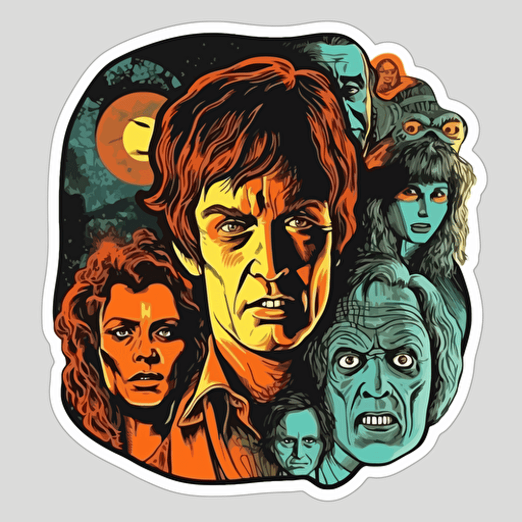 70s horror, vector, sticker