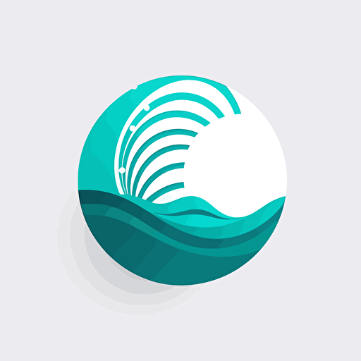 vector logo, sun, sea, minimalistic, white and turquoise colors