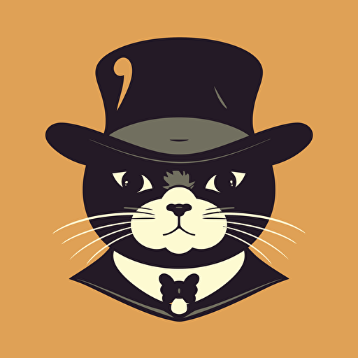 simple vector art cat with a thin mustache and a bonnet