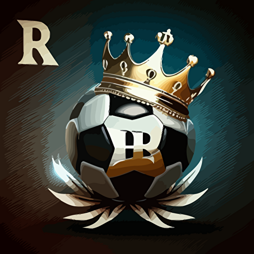 soccer logo with a crown, a soccer ball and the A letter concept art, vector art