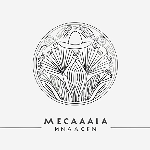 a contemporary mexican lifestyle logo, abstract, 1mm thick line drawing logo, minimalist line logo, creative logo, 2d logo, flat logo, vector logo, vector logo, modern logo, white logo