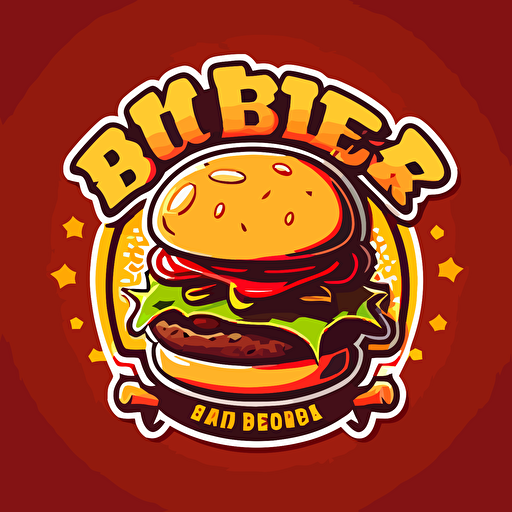 Burger logo:sticker,illustration ,vector ,cartoon style