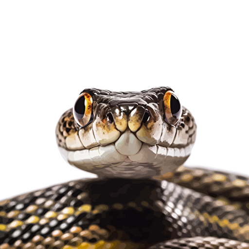 Garter Snake looking with head up straight in the camera, white bg, vector