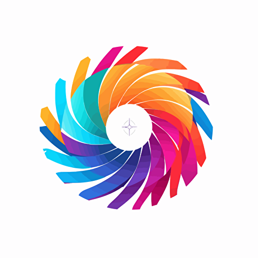 Colorful Abstract Vector Logo, circle shape, radial repeat, white background