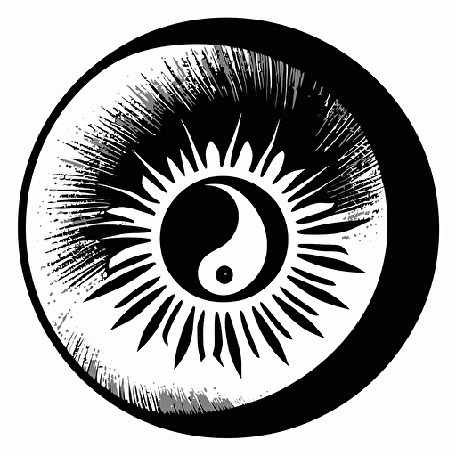 2d black and white circular brazilian symbol on white background vector painting