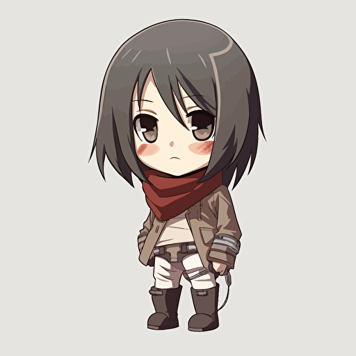 Mikasa Ackerman, anime attack of the titans, vector, cute, kawai