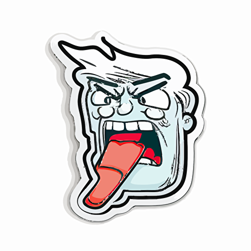 sticker, angry piece of gum, contour, vector, white background