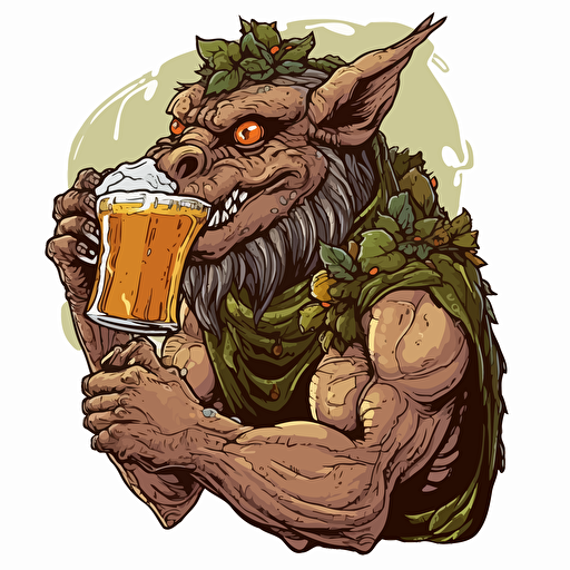An dracola drinking a huge pint of beer, no background, fantasy art, vector image,
