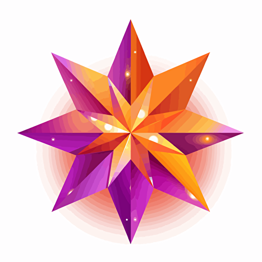 a exploding purple orange vector gradient 5 point star on white
