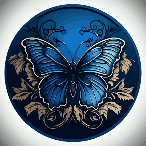 royal blue, butterfly, vector art, logo in a circle