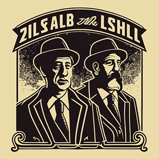 a line-art, vector logo for a directing two of two tall jews