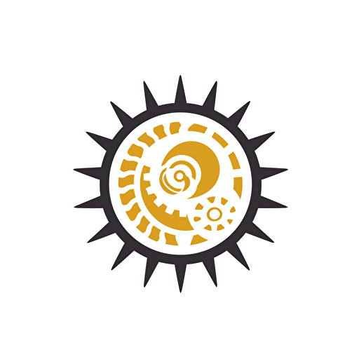 mechanical sun vector illustration, logo, simple, modern, white background,