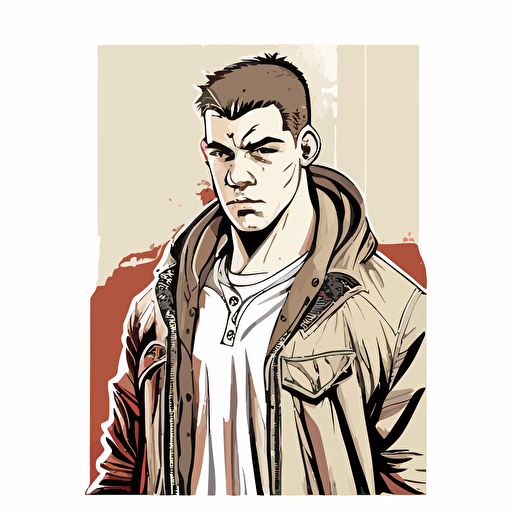 grand theft auto style drawing of a young white man, gta style drawing, vector, digital drawing, hd